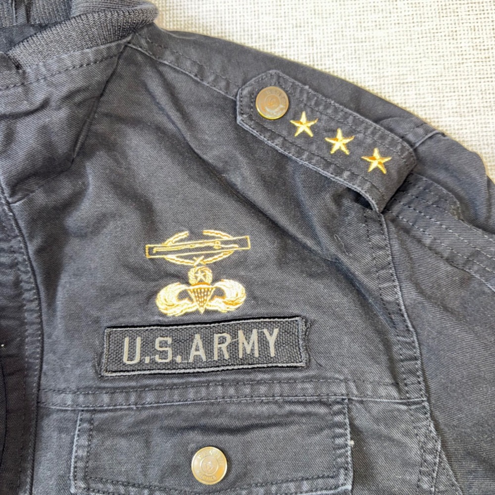Wenven Mens Military Bomber Jacket Black XL US Army Tactical Field Coat Stars